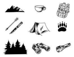 Camping element set vector Art