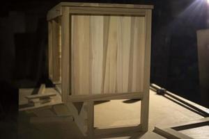 Furniture cabinet. Carpentry workshop for working with wood. Create desk. photo