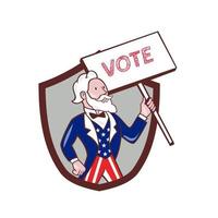 Uncle Sam American Placard Vote Crest Cartoon vector