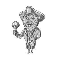 Strawberry Tricorn Hat Ice Cream Black and White Drawing vector