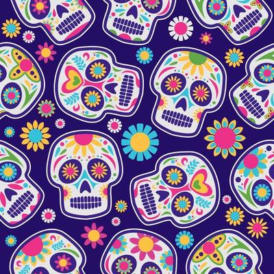 Calavera Sugar Skull Seamless Pattern