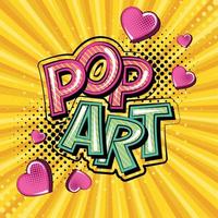 expresión de arte pop con efecto de trama de semitonos y formas de corazón ilustración de vector de página cómica