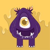 Isolated cute purple monster with one eye and a smile Vector illustration