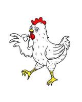 mascota de pollo y logo con gesto ok vector