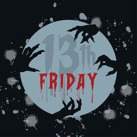 Zombie hands on a moon Friday thirteen Vector