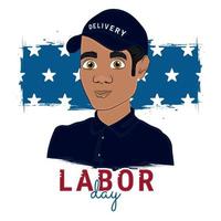 Isolated delivery guy with uniform Labor day Vector illustration