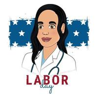 Isolated female doctor with uniform Labor day Vector illustration