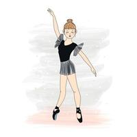 Ilustración de vector de bailarina de ballet de personaje femenino de niña feliz