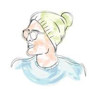 Isolated watercolor sketch of a hipster with eyeglasses Vector illustration