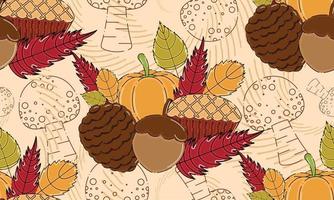 Colored autumn seamless pattern background with traditional food Vector illustration