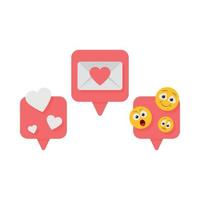 Social media like, emojis, comments and followers illustration. vector