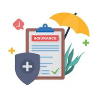 ilustración de contrato de seguro de salud seguro. vector