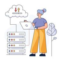 A handy flat illustration of server hosting vector