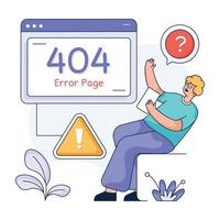 Ilustración plana de error 404, diseño editable vector