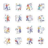 Business and Social Media Flat Illustrations vector