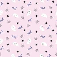 Cute halloween seamless pattern with cute ghosts, spider and spiderweb. vector