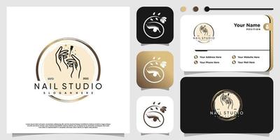 Nail logo design concept for beauty with creative element style vector