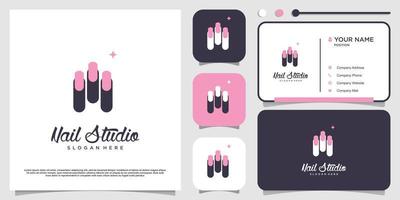 Beauty nail logo design vector with creative unique style Premium Vector