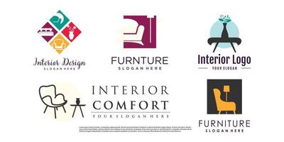 furniture logo design vector with creative concept idea