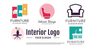 furniture logo design vector with creative concept idea