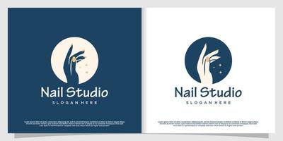 Nail logo design concept for beauty with creative element style vector