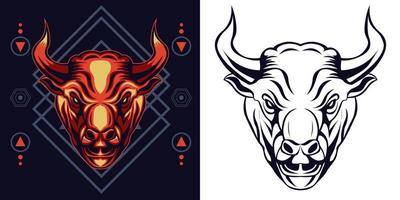 bull vector illustration with sacred geometry