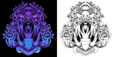 geisha with flower vector illustration