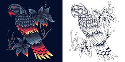 Mythical parrot with sacred geometry pattern vector