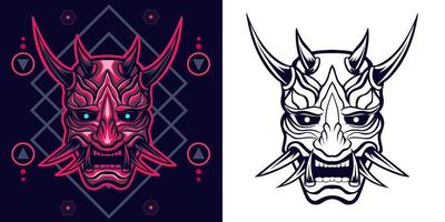 oni mask japanese mask sacred geometry vector