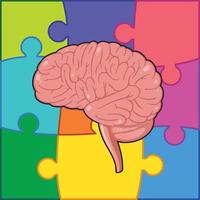 Human brain with jigsaw puzzle background vector