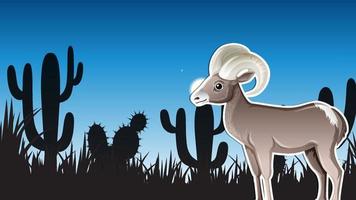 Big horn sheep in silhouette desert vector