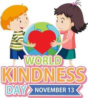 World kindness day with children cartoon character vector
