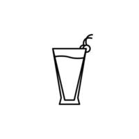 pilsner o icono de vaso de cerveza con soda y espuma sobre fondo blanco. simple, línea, silueta y estilo limpio. en blanco y negro. adecuado para símbolo, signo, icono o logotipo vector