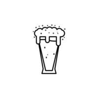 pilsner or beer glass icon with soda and foam on white background. simple, line, silhouette and clean style. black and white. suitable for symbol, sign, icon or logo vector