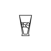 pilsner or beer glass icon with ice cube on white background. simple, line, silhouette and clean style. black and white. suitable for symbol, sign, icon or logo vector