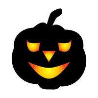 icono de calabaza de Halloween. símbolo de otoño. calabaza aterradora de halloween con una sonrisa, ojos ardientes. vector