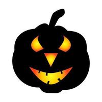 icono de calabaza de Halloween. símbolo de otoño. calabaza aterradora de halloween con una sonrisa, ojos ardientes. vector