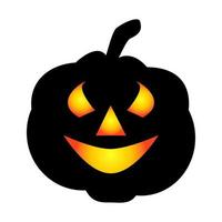 icono de calabaza de Halloween. símbolo de otoño. calabaza aterradora de halloween con una sonrisa, ojos ardientes. vector