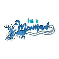 Quote about mermaids and mermaid tail with splashes. Inspirational quote about the sea. Mythical creatures vector