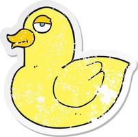 retro distressed sticker of a cartoon duck vector