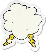 retro distressed sticker of a cartoon storm cloud vector