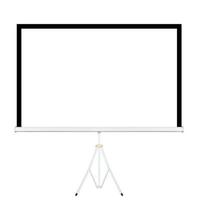 Projector white screen on tripod isolated on white background with clipping path photo