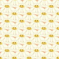 Groovy daisy retro seamless pattern. Positive colorful iilustration. 70s vibe hippie ornament. vector