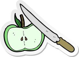 sticker of a cartoon apple being sliced vector