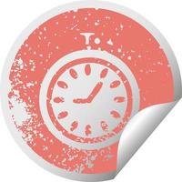 distressed circular peeling sticker symbol time stopper vector