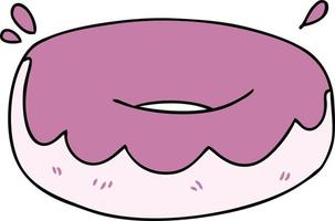 peculiar donut helado de dibujos animados dibujados a mano vector