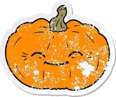 distressed sticker of a cartoon pumpkin vector