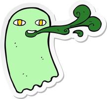 sticker of a funny cartoon ghost vector