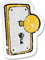 retro distressed sticker of a cartoon door knob vector