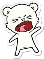 sticker of a angry cartoon polar bear vector